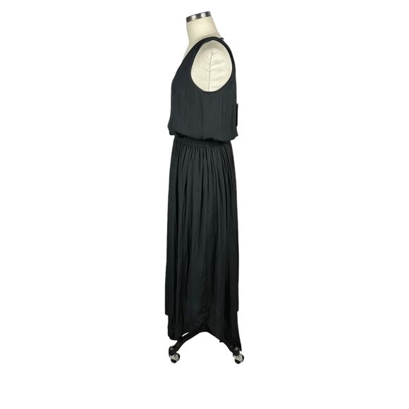 RAMY BROOK Glaimi Asymmetrical Midi Dress Women's Size XS NWT Black Satin LBD - Picture 2 of 9